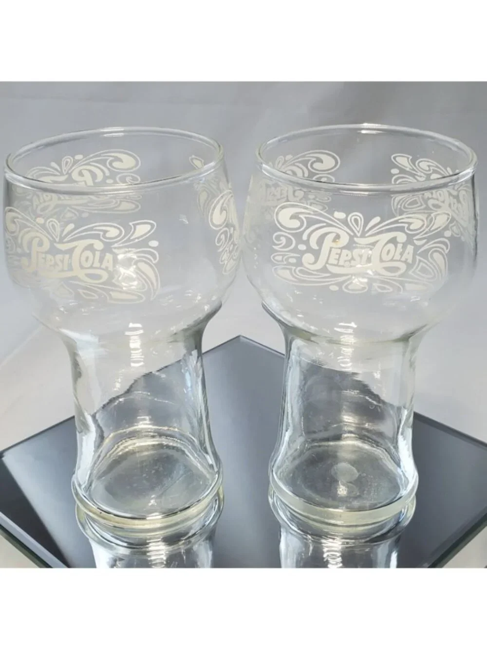 Vintage Pepsi Cola Drinking Glasses Clear Retro16 oz with 1906 Logo - Set of 2